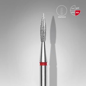 STALEKS EXPERT Diamond nail drill bit pointed flame red, head diameter 2,3 mm, working part 8 mm [FA11R023/8]