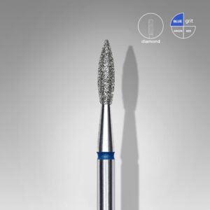 STALEKS EXPERT Diamond nail drill bit pointed flame blue, head diameter 2,1 mm, working part 8 mm [FA11B021/8]