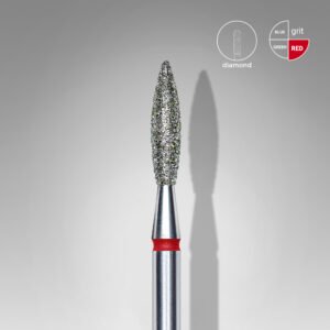 STALEKS EXPERT Diamond nail drill bit flame red, head diameter 2,3 mm, working part 10 mm [FA10R023/10]