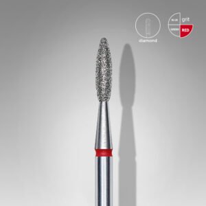 STALEKS EXPERT Diamond nail drill bit flame red, head diameter 2,1 mm, working part 8 mm [FA10R021/8]